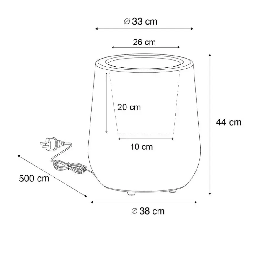 Staande Lampen-QAZQA staande buitenlampen flowerpot wit e27