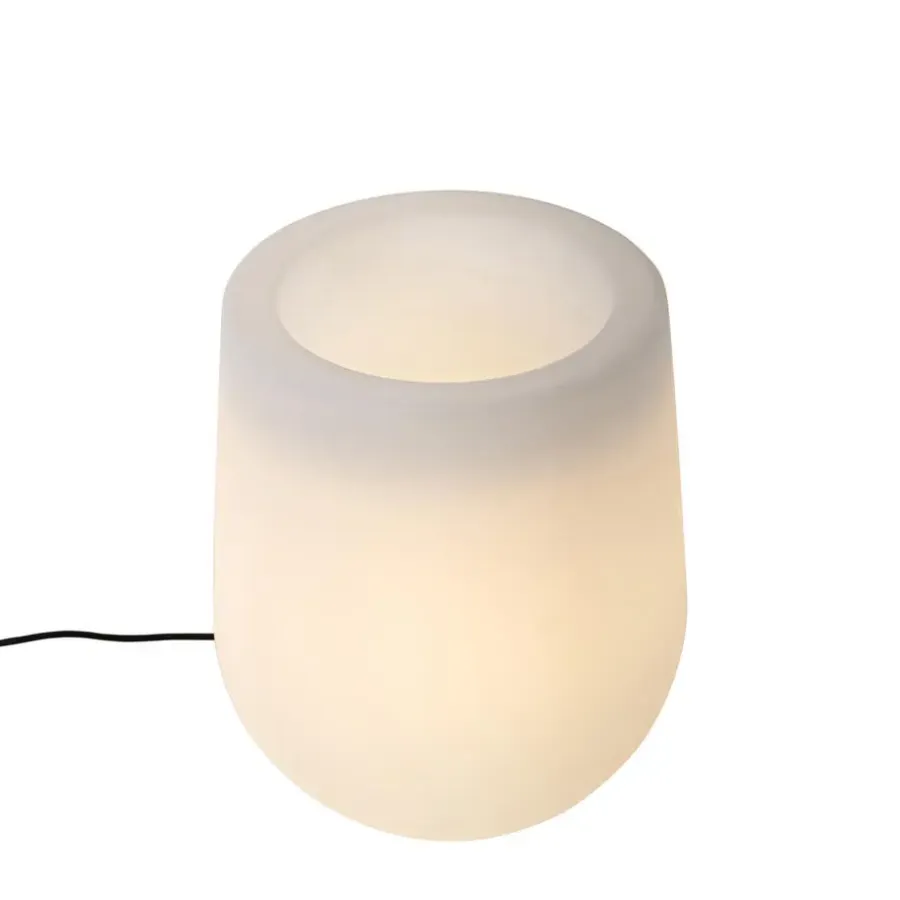 Staande Lampen-QAZQA staande buitenlampen flowerpot wit e27