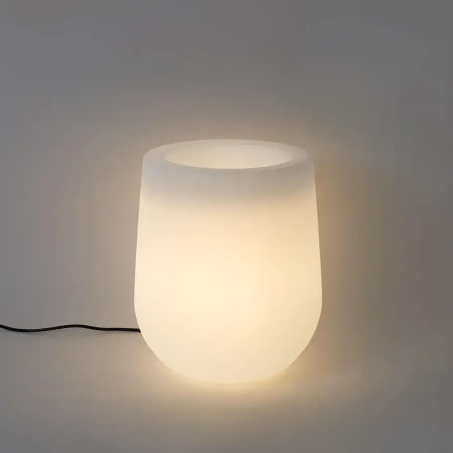 Staande Lampen-QAZQA staande buitenlampen flowerpot wit e27