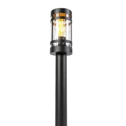 Staande Lampen-QAZQA staande buitenlampen gleam zwart e27