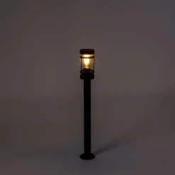 Staande Lampen-QAZQA staande buitenlampen gleam zwart e27