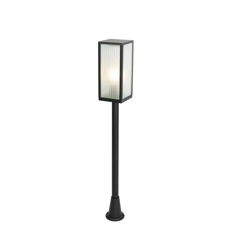 Staande Lampen-QAZQA staande buitenlampen charlois ribbed zwart