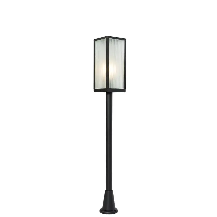 Staande Lampen-QAZQA staande buitenlampen charlois ribbed zwart