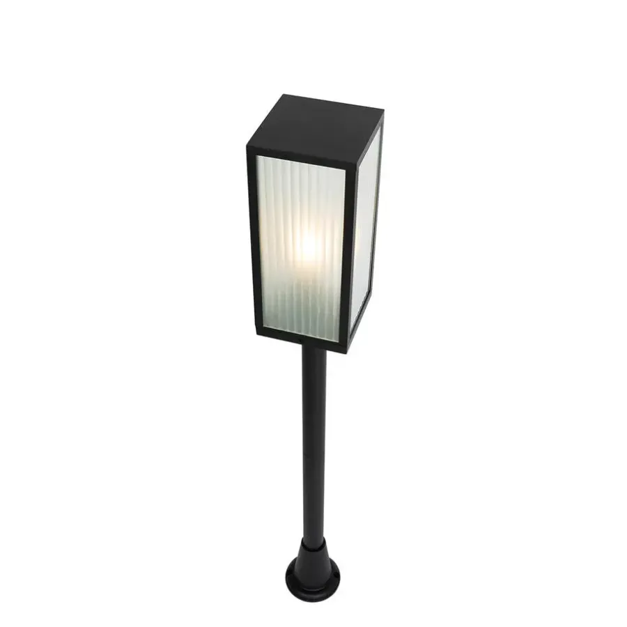 Staande Lampen-QAZQA staande buitenlampen charlois ribbed zwart