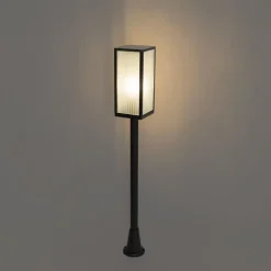 Staande Lampen-QAZQA staande buitenlampen charlois ribbed zwart
