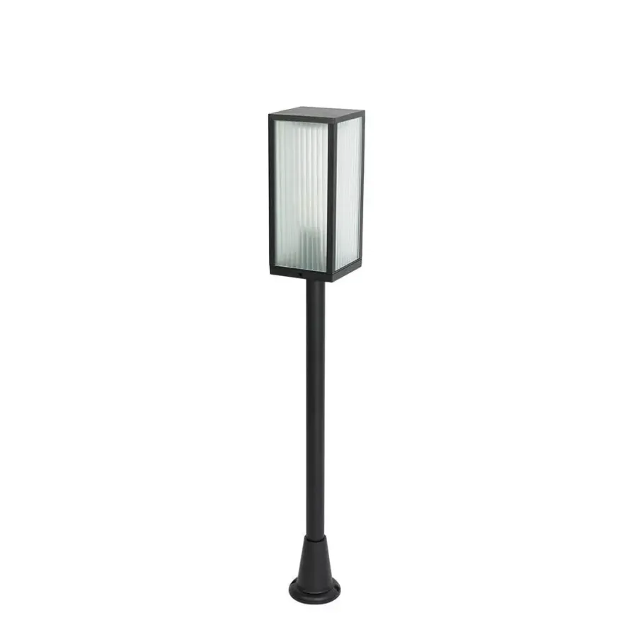 Staande Lampen-QAZQA staande buitenlampen charlois ribbed zwart