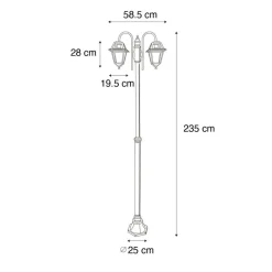 QAZQA staande buitenlampen berta zwart e27