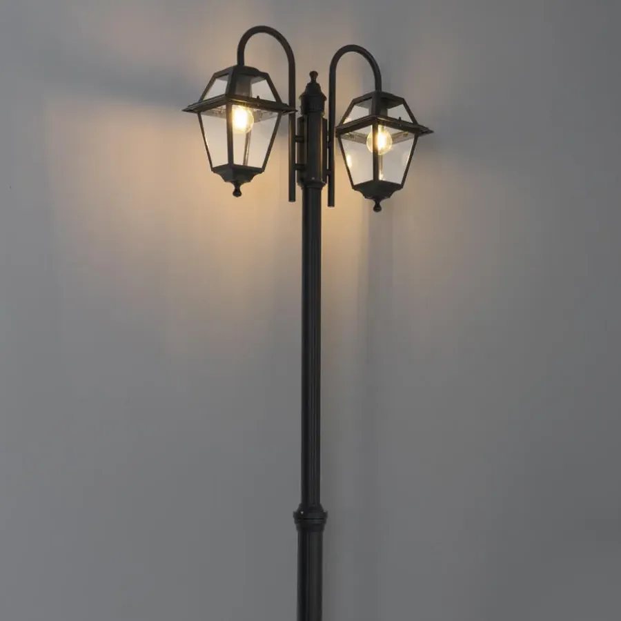 QAZQA staande buitenlampen berta zwart e27