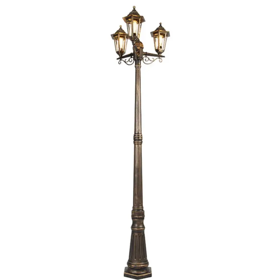QAZQA staande buitenlampen new haven goudkleurig e27