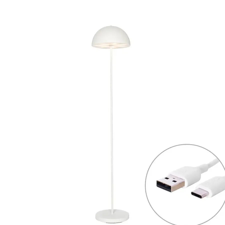 Buitenverlichting|Staande Lampen-QAZQA staande buitenlampen keira wit geïntegreerde led