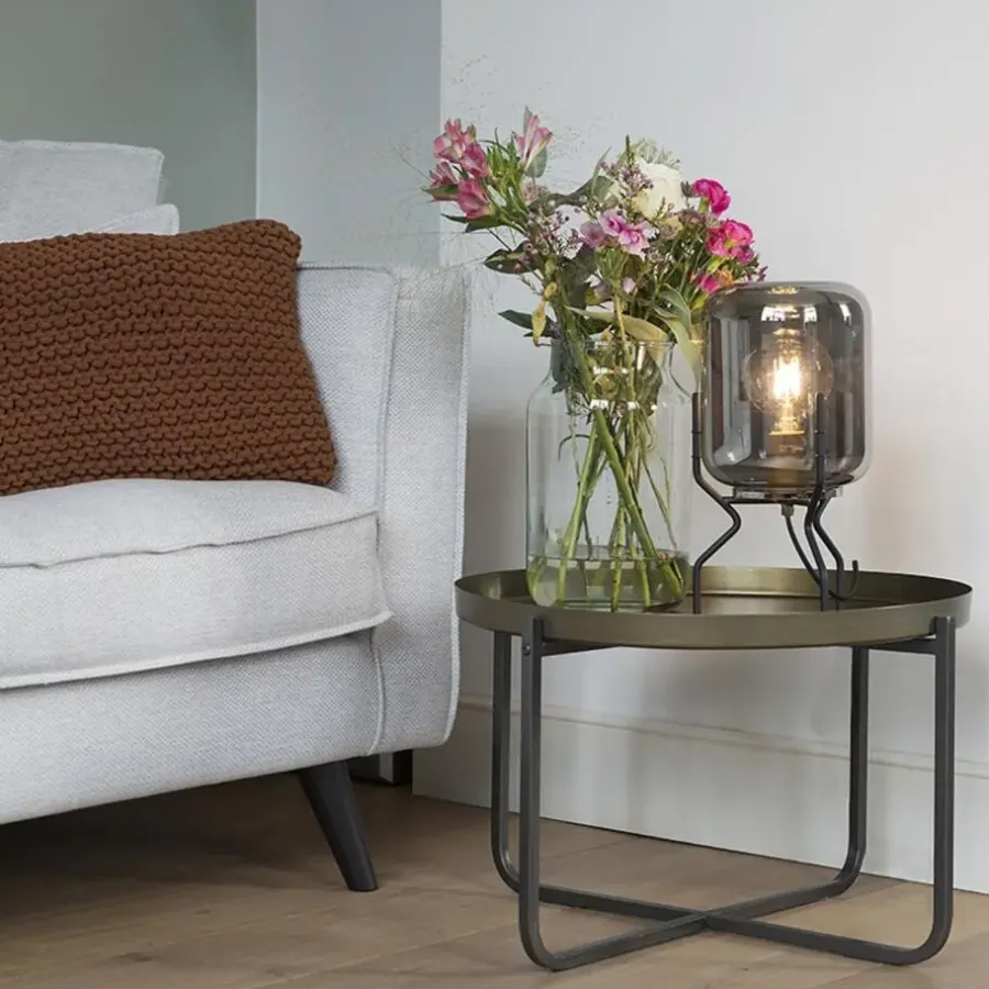 QAZQA tafellampen bliss zwart e27