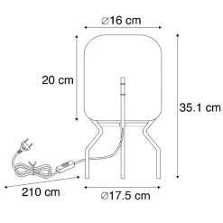 QAZQA tafellampen bliss zwart e27