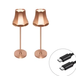 QAZQA tafellampen granny retro bruin geïntegreerde led