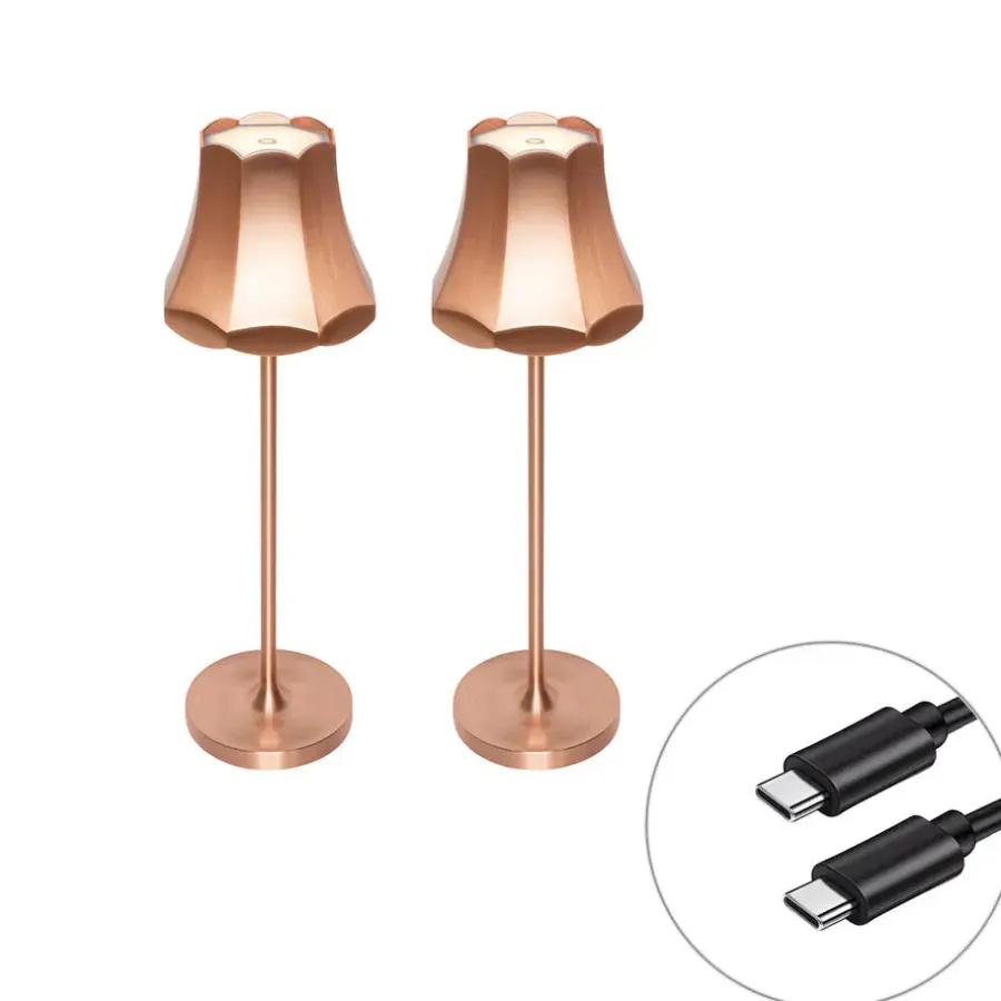 QAZQA tafellampen granny retro bruin geïntegreerde led