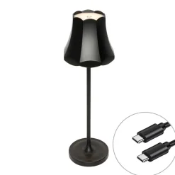 Tafellampen-QAZQA tafellampen granny retro zwart geïntegreerde led