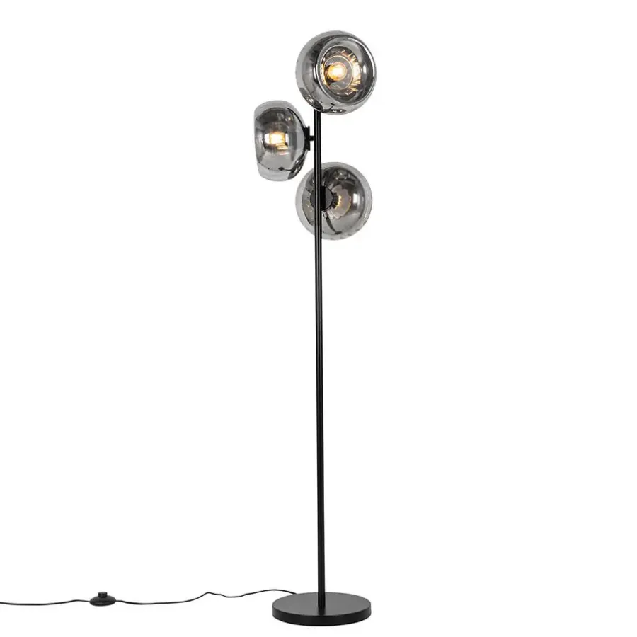 Staande Lampen-QAZQA vloerlampen ayesha zwart e27