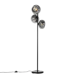 Staande Lampen-QAZQA vloerlampen ayesha zwart e27