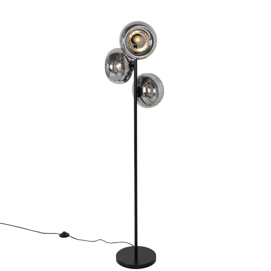 Staande Lampen-QAZQA vloerlampen ayesha zwart e27