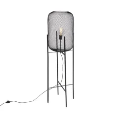 QAZQA vloerlampen bliss_mesh zwart e27