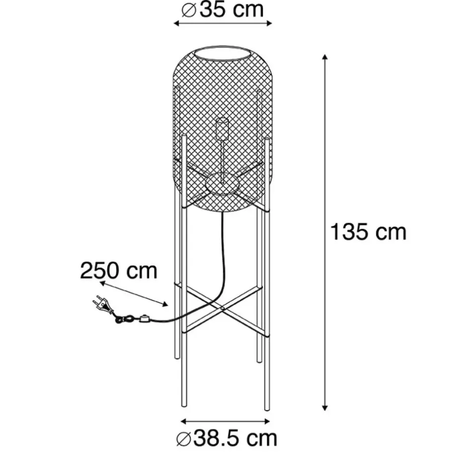 QAZQA vloerlampen bliss_mesh zwart e27