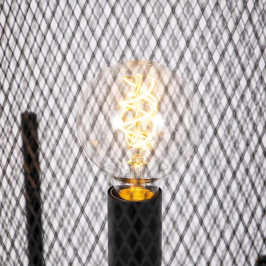 QAZQA vloerlampen bliss_mesh zwart e27
