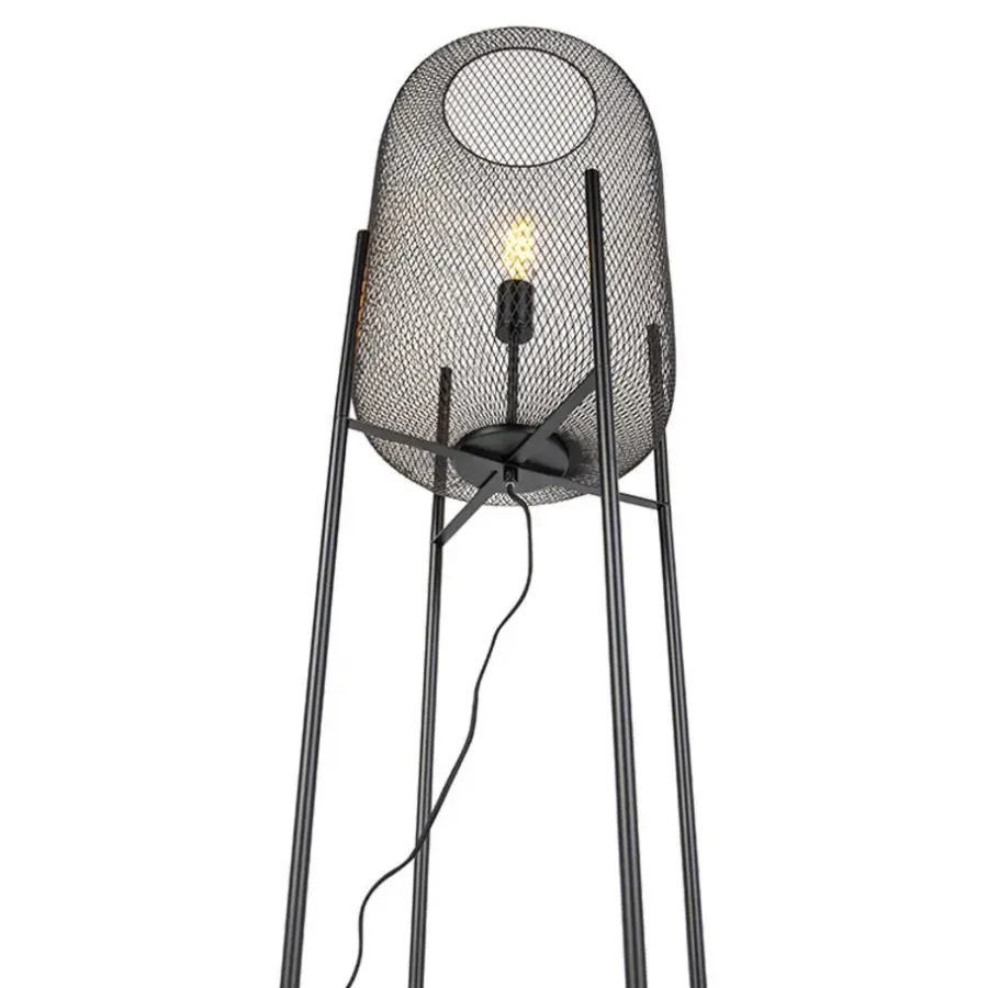 QAZQA vloerlampen bliss_mesh zwart e27