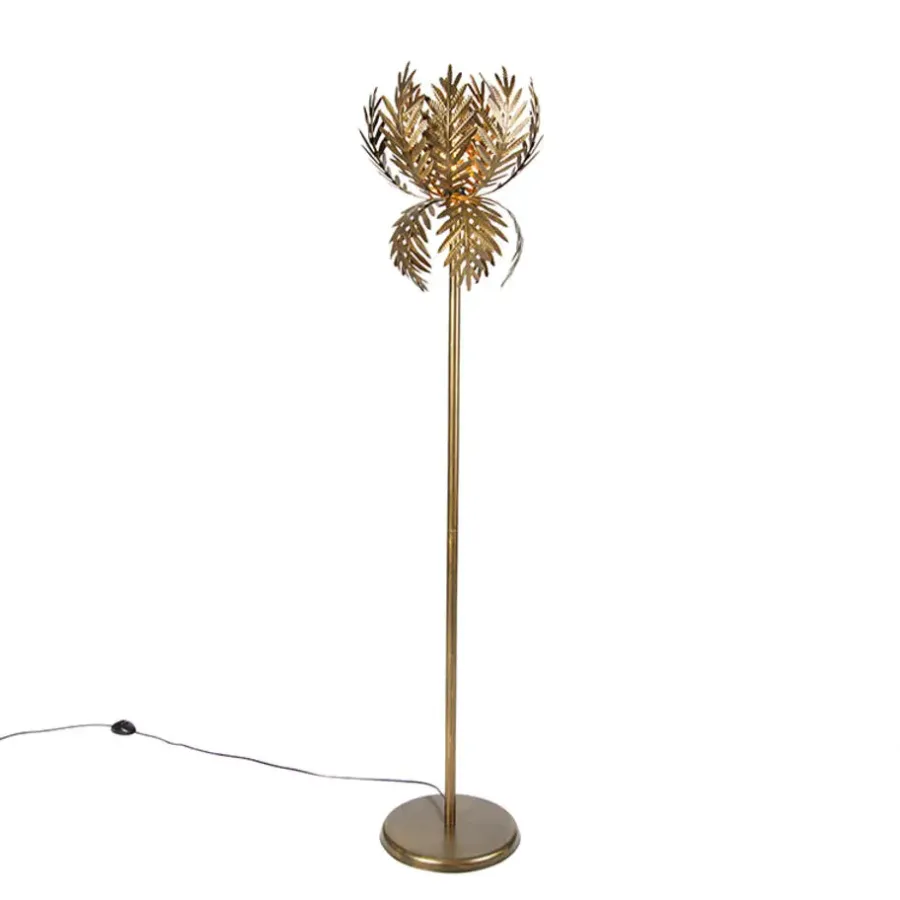 Staande Lampen-QAZQA vloerlampen botanica goudkleurig e27