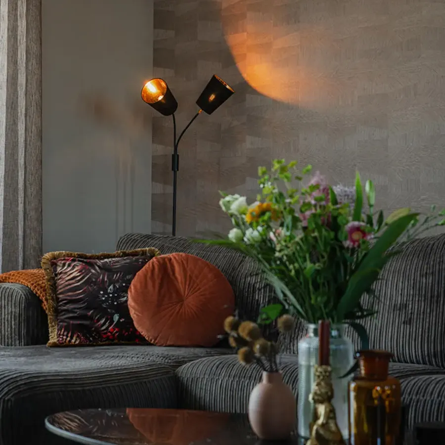 Staande Lampen-QAZQA vloerlampen carmen zwart e14