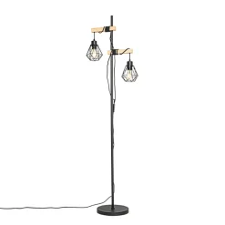Staande Lampen-QAZQA vloerlampen chon zwart e27