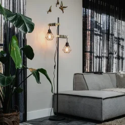 Staande Lampen-QAZQA vloerlampen chon zwart e27