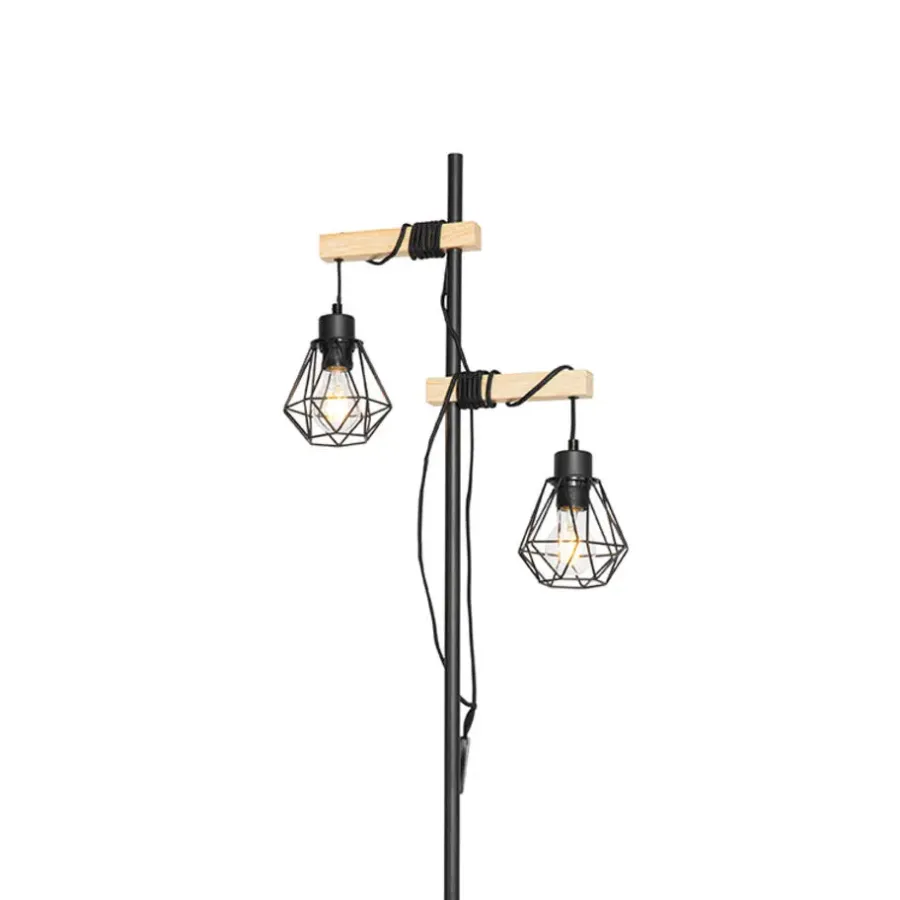 Staande Lampen-QAZQA vloerlampen chon zwart e27