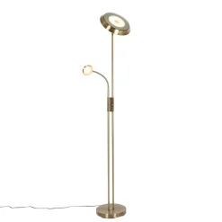 Staande Lampen-QAZQA vloerlampen fez bruin geïntegreerde led
