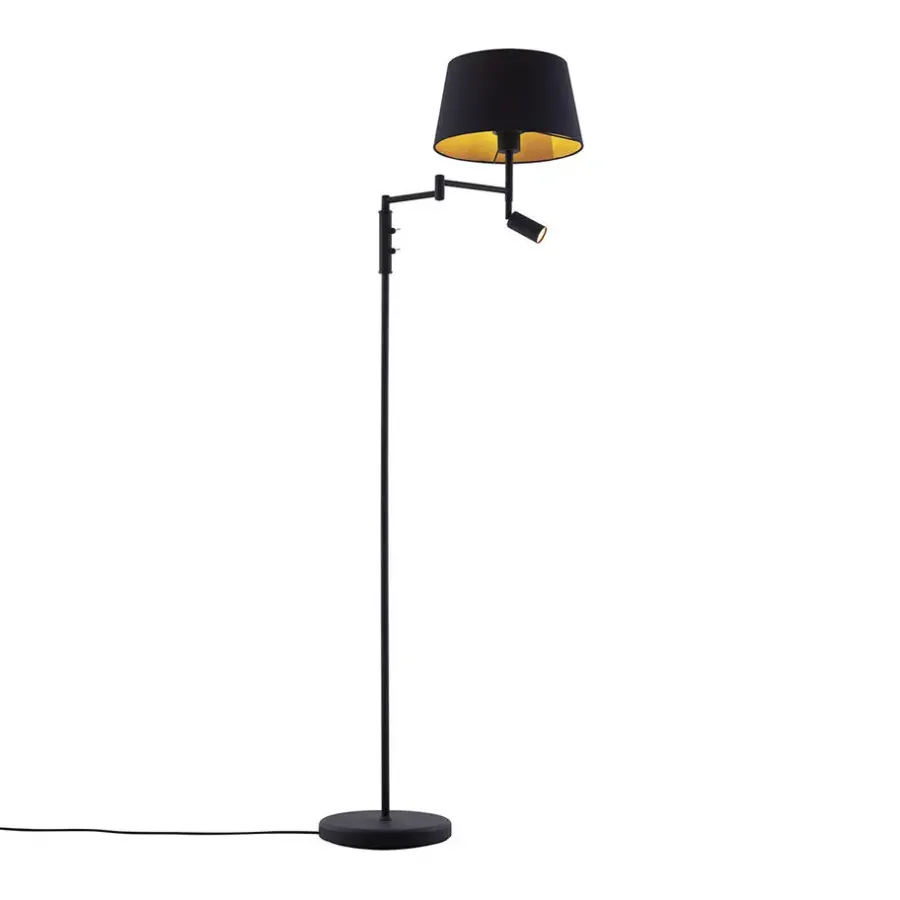 Staande Lampen-QAZQA vloerlampen ladas zwart e27