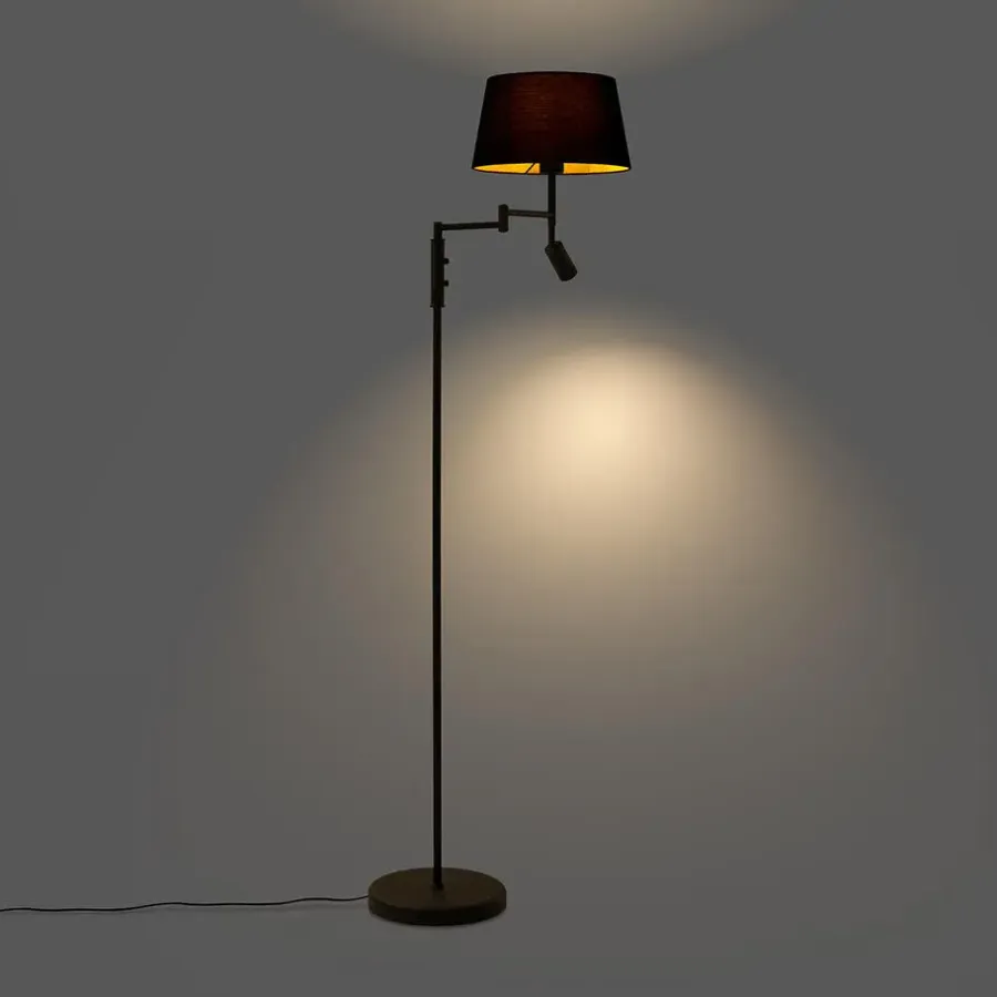 Staande Lampen-QAZQA vloerlampen ladas zwart e27