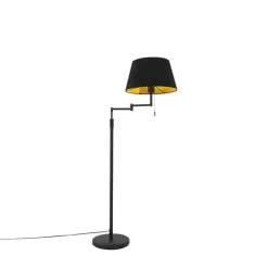 Staande Lampen-QAZQA vloerlampen ladas zwart e27