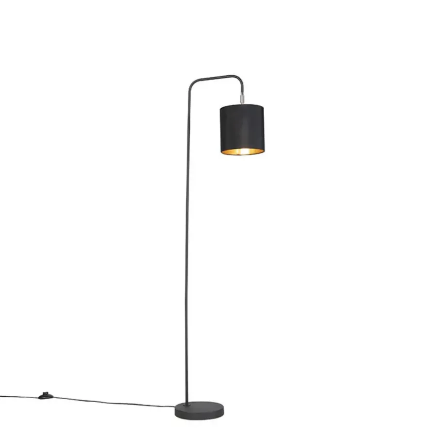 QAZQA vloerlampen lofty zwart e27