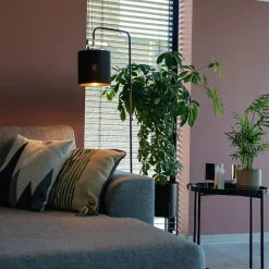 QAZQA vloerlampen lofty zwart e27