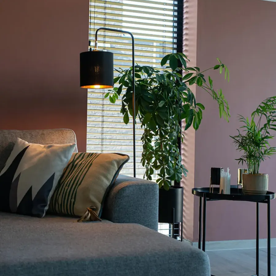 QAZQA vloerlampen lofty zwart e27