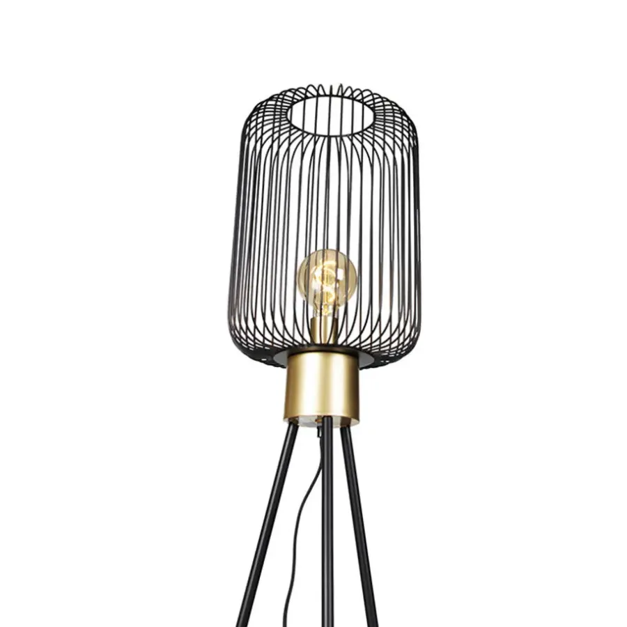 QAZQA vloerlampen mayelle zwart e27