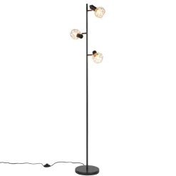Staande Lampen-QAZQA vloerlampen mesh bruin e14