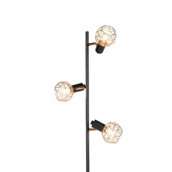 Staande Lampen-QAZQA vloerlampen mesh bruin e14