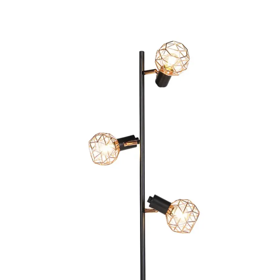 Staande Lampen-QAZQA vloerlampen mesh bruin e14