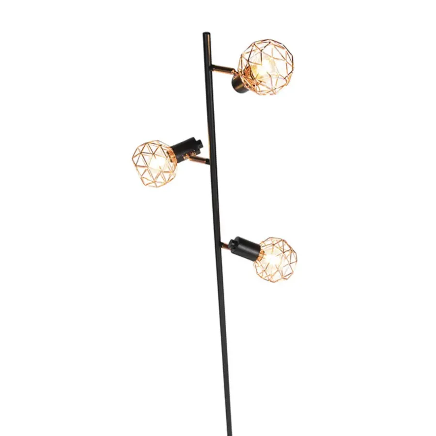 Staande Lampen-QAZQA vloerlampen mesh bruin e14