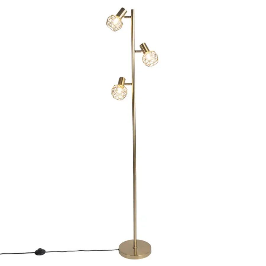 QAZQA vloerlampen mesh goudkleurig e14