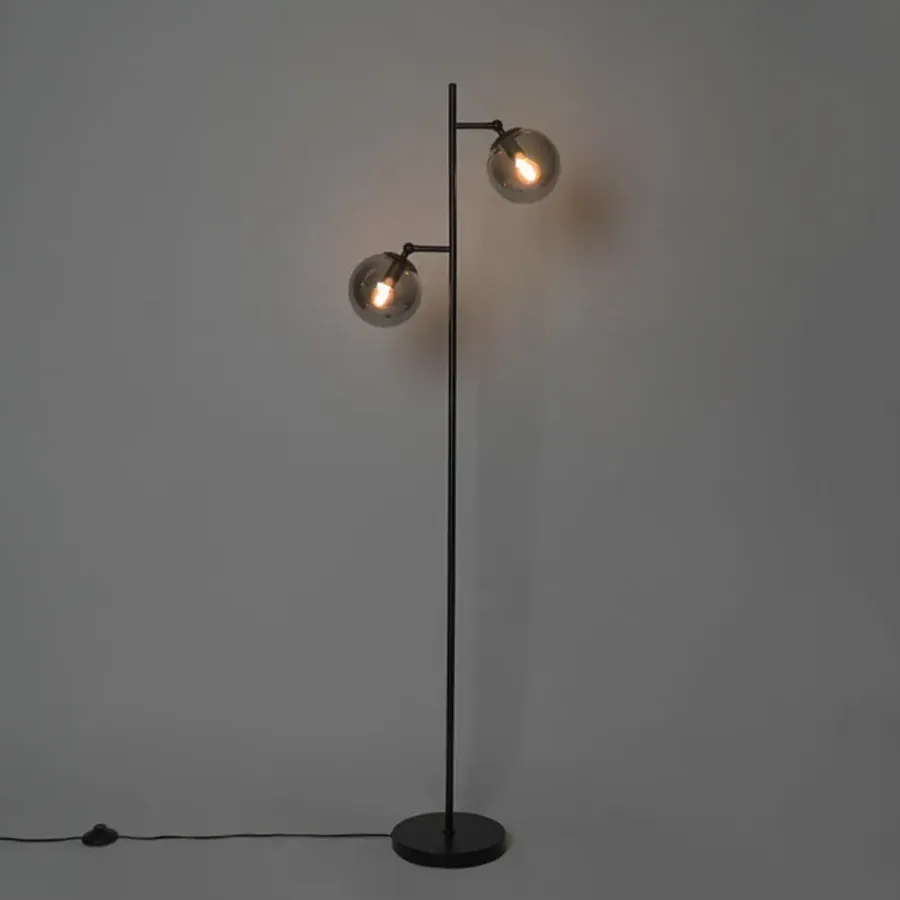 Staande Lampen-QAZQA vloerlampen pallon zilverkleurig e14