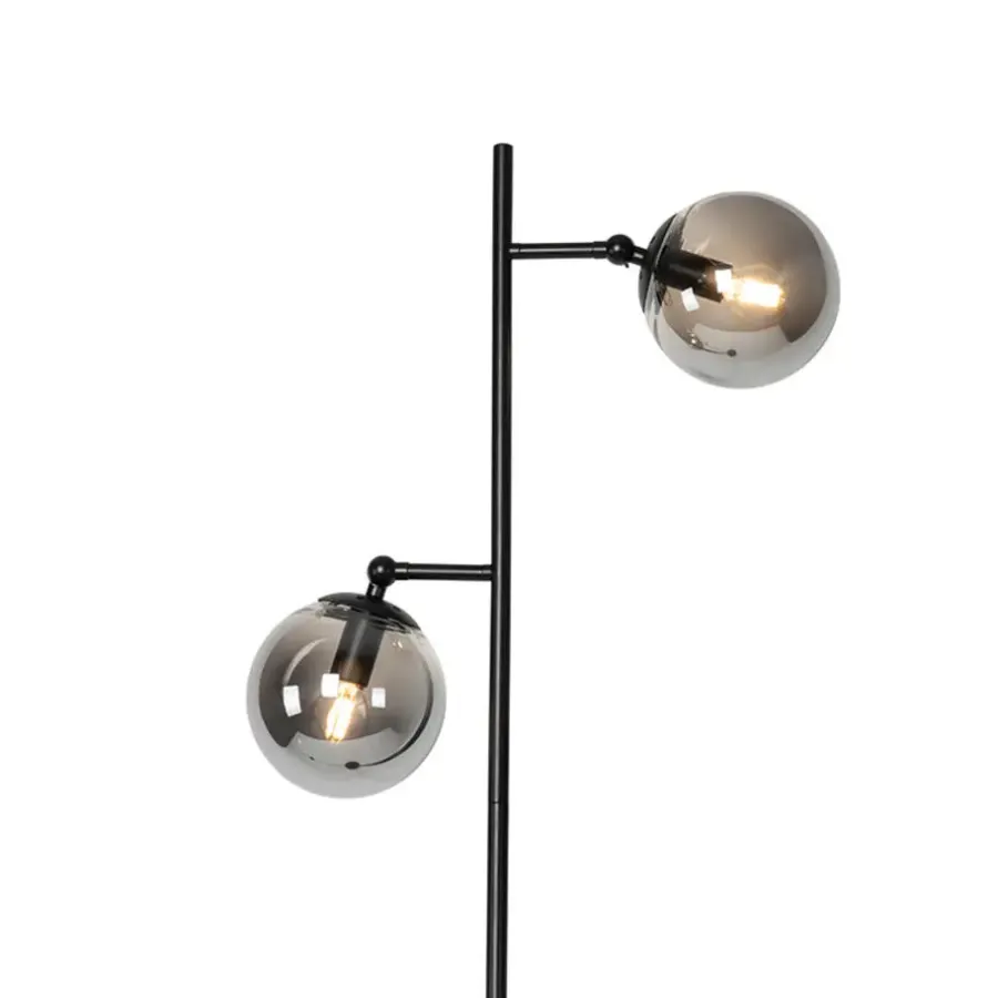 Staande Lampen-QAZQA vloerlampen pallon zilverkleurig e14