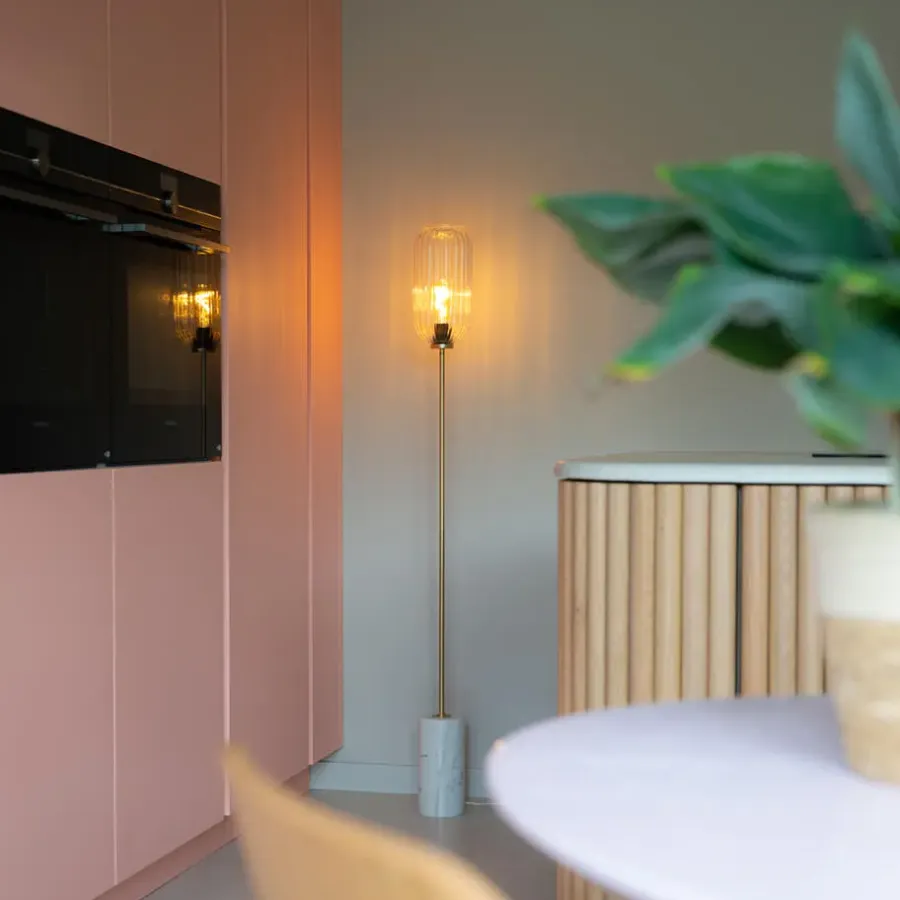 QAZQA vloerlampen rid goudkleurig e27