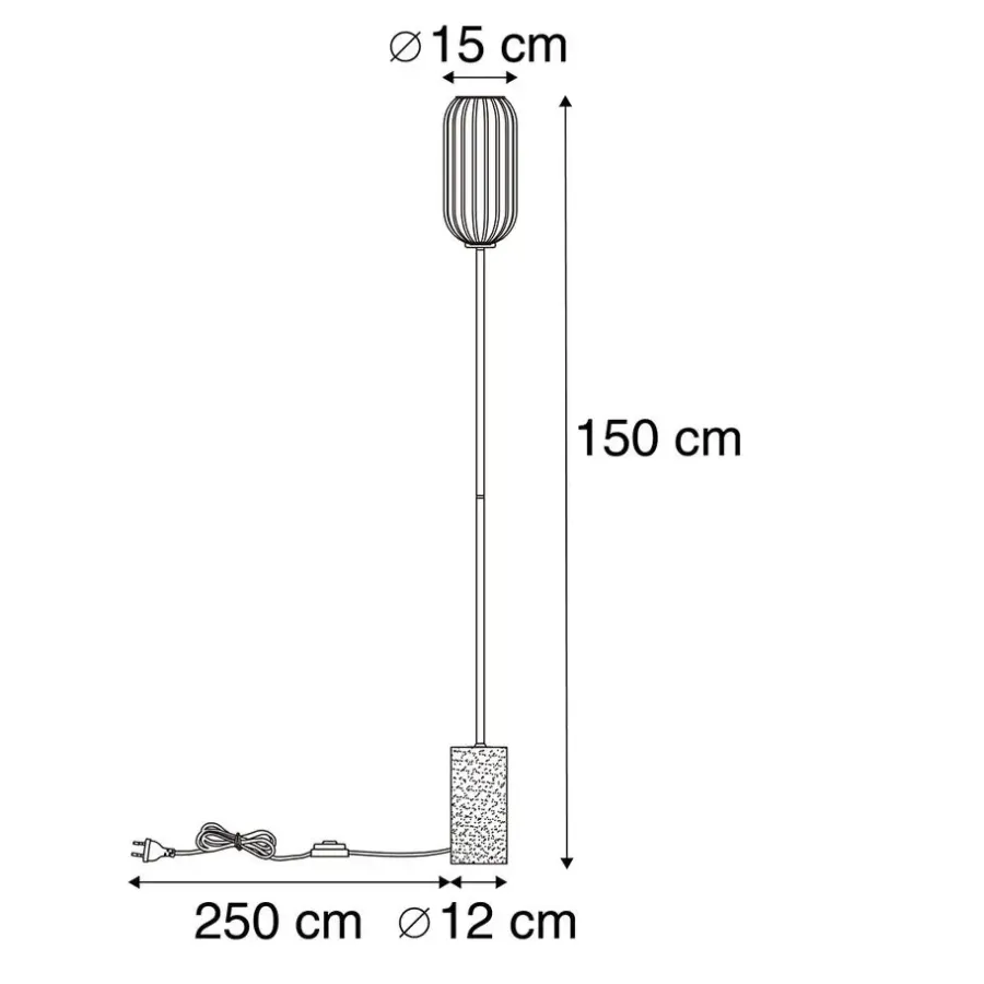 QAZQA vloerlampen rid goudkleurig e27