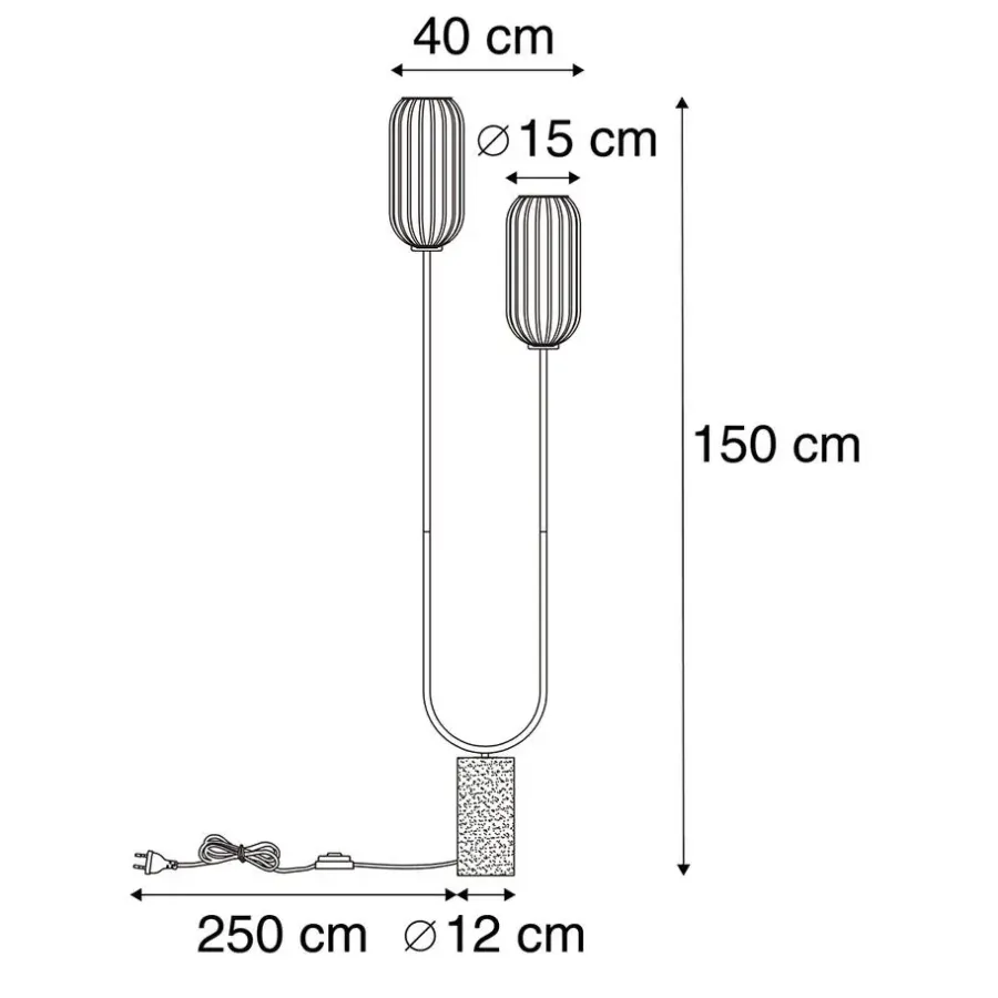 Staande Lampen-QAZQA vloerlampen rid zwart e27