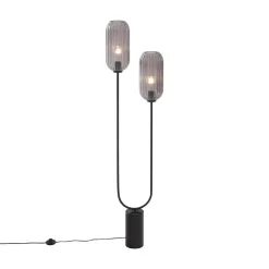 Staande Lampen-QAZQA vloerlampen rid zwart e27